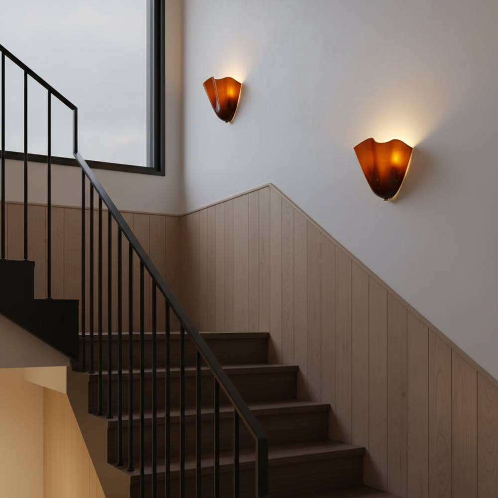 Moderne Glas-Wandlampe mit Rüschen - Organische blühende Blumen-Wandlampe