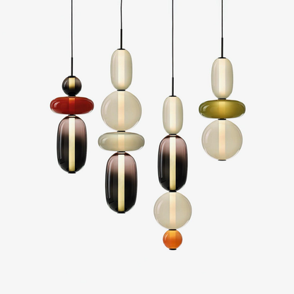 Stacked Glass Pendant Light with Geometric Tiers - Art Deco Style