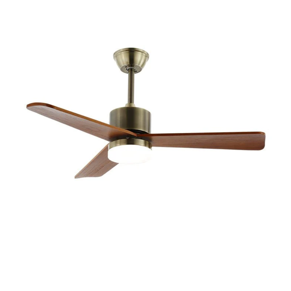 LED-Deckenventilator aus Metall und Holz mit 6-Gang-Fernbedienung – Modernes Design
