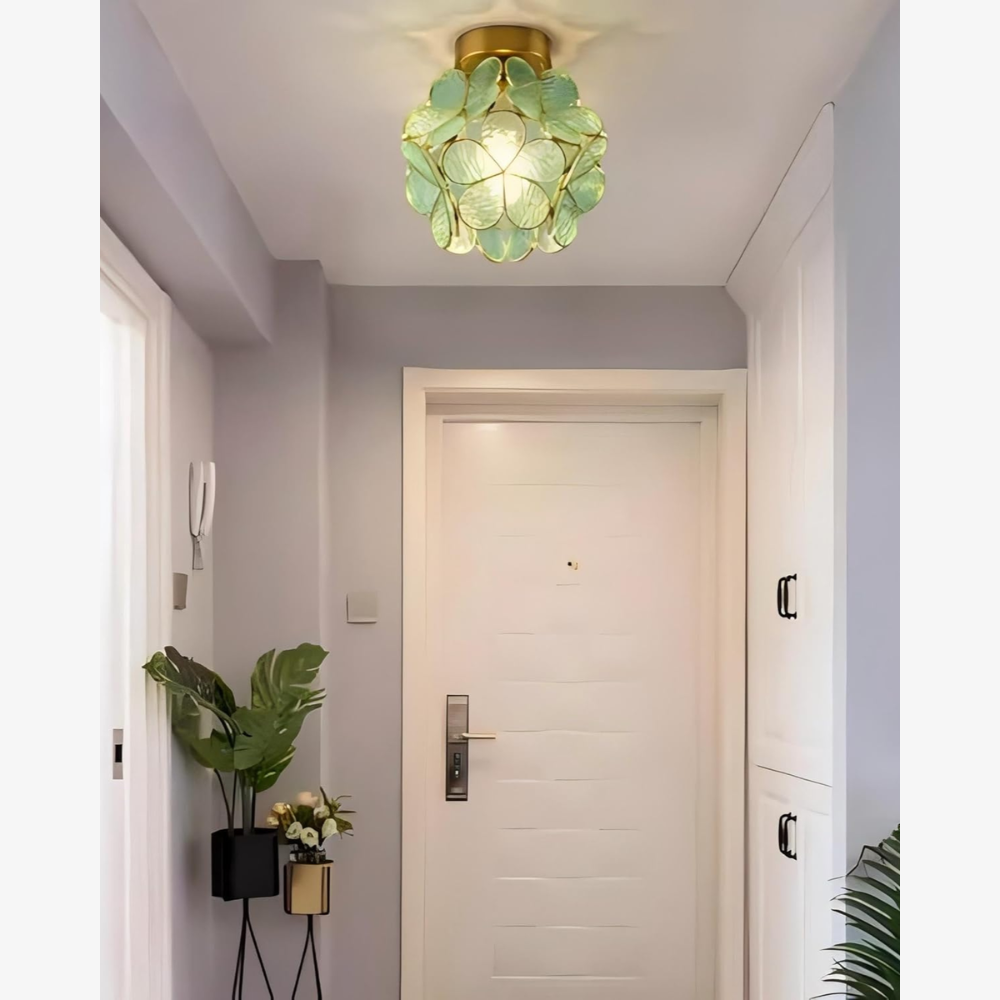 Floral Flush Mount Ceiling Light - Petal Design Acrylic Globe