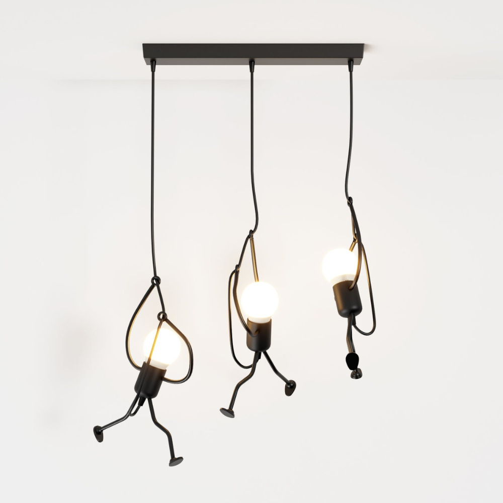 Pendelleuchte mit Eisenfigur-Rahmen – Modern Mid Century Industrial