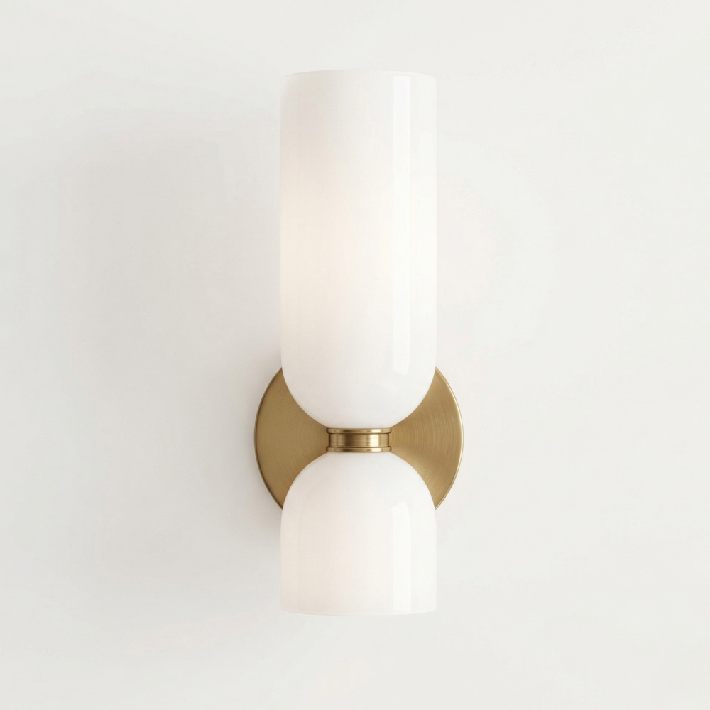 Moderne Sanduhr Glas-Wandleuchte – Geometrische Wandleuchte mit zwei Kugeln