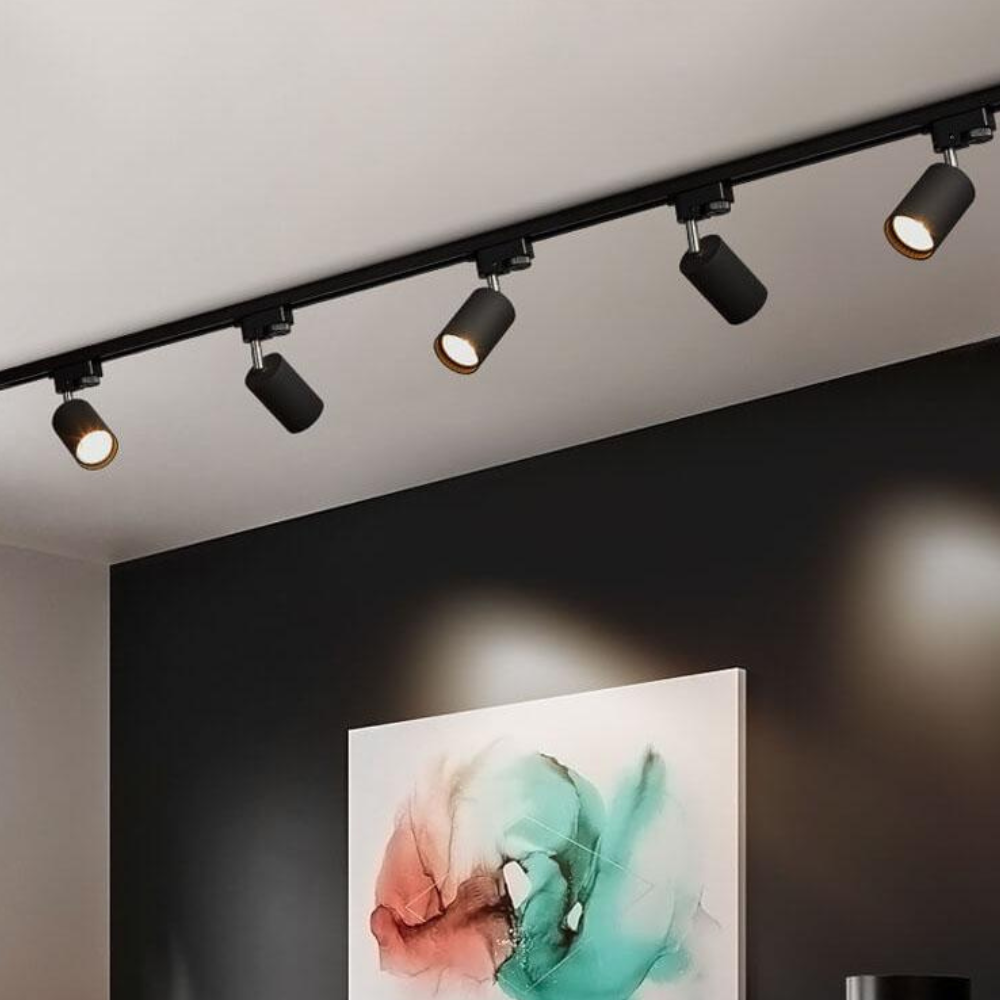 LED Track Lighting System with Adjustable Spotlights - Modern Industrial