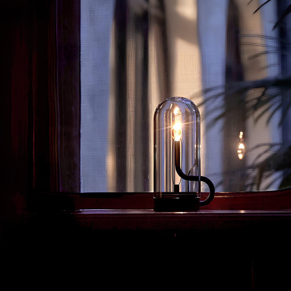 Rechargeable Glass Cylinder Accent Lamp - Mid Century Battery Light