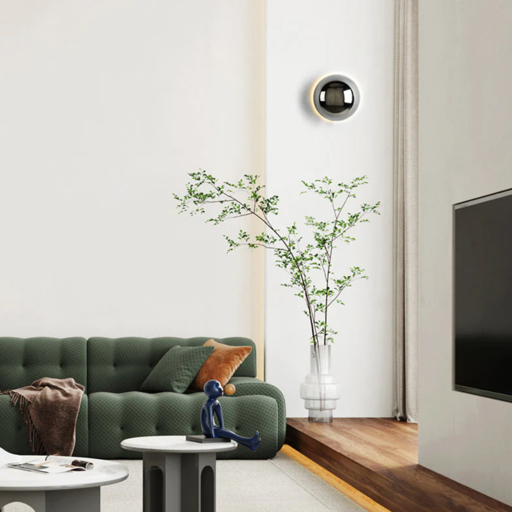 Eclipse Wall Sconce with Halo Backlit Effect - Bauhaus Modern Style