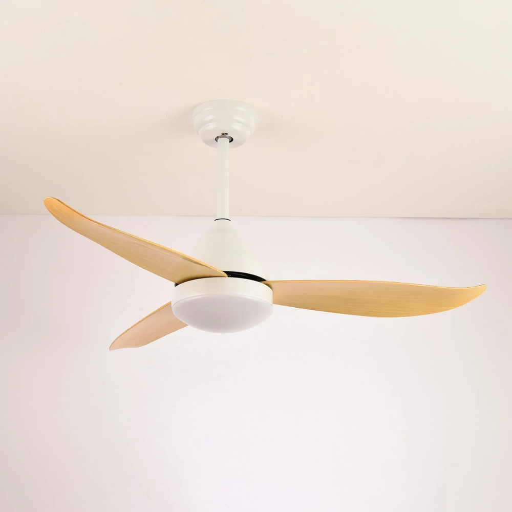 Ventilateur de plafond avec lumière et 3 pales aérodynamiques en ABS - Moderne milieu du siècle