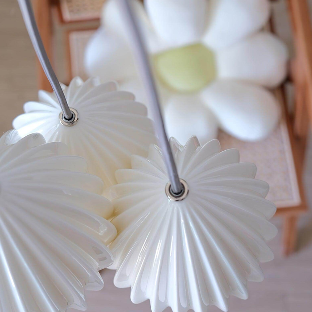 Ceramic Pendant Light with Ribbed Teardrop Shade - Modern Coastal