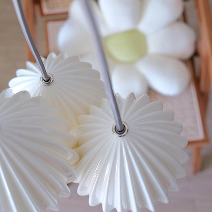 Ceramic Pendant Light with Ribbed Teardrop Shade - Modern Coastal