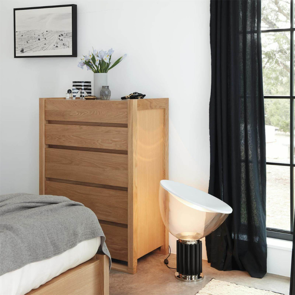 Glass Bowl Table Lamp with Aluminum Reflector - Mid Century Art Deco