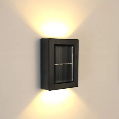 Solar Powered Outdoor Wall Sconce - Dual Beam LED Exterior Fence Light