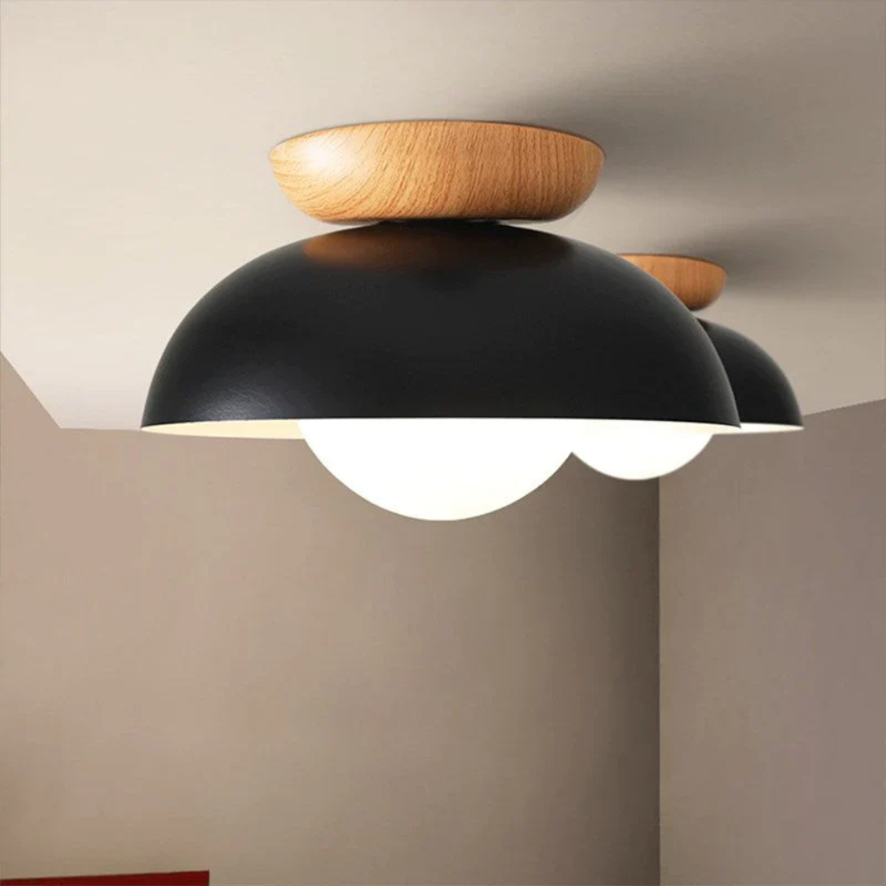 Flush Mount Ceiling Light with Nested Dome - Modern Mid Century Metal