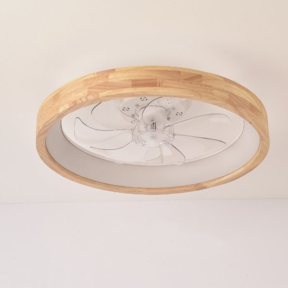 flush mount ceiling fan with light and Hollowed or Solid Wood Frame - Japandi Style