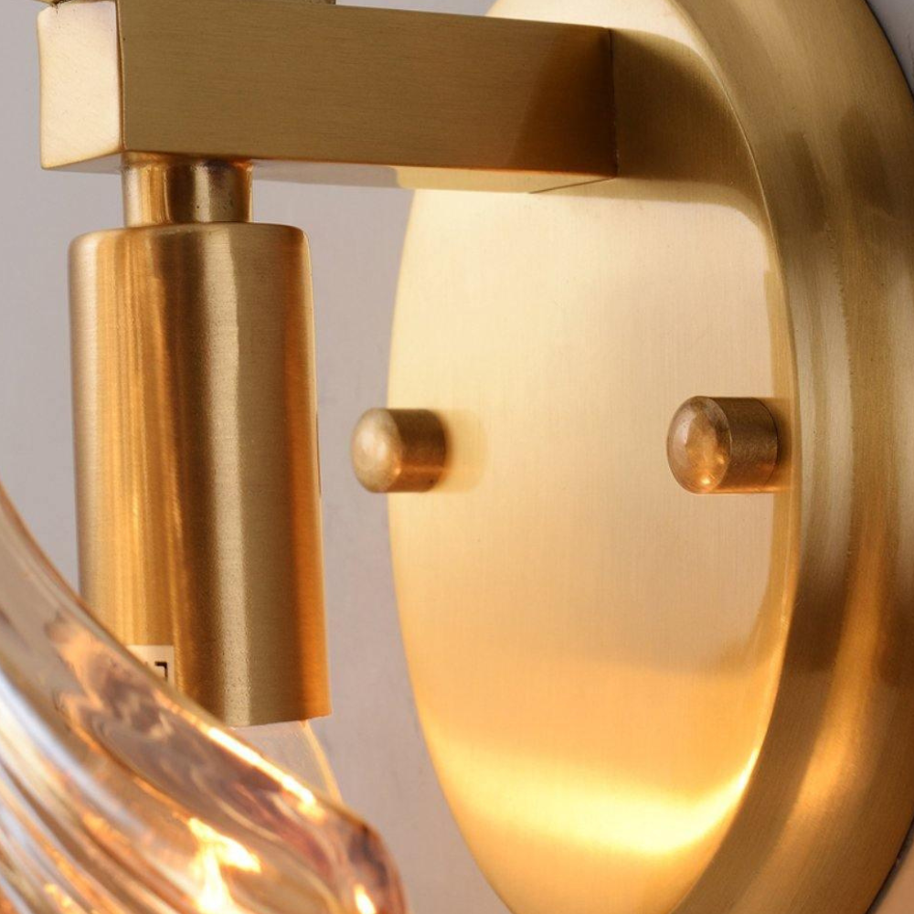 Shell Glass Wall Sconce with Scalloped Ribbed Shade - Coastal Art Deco