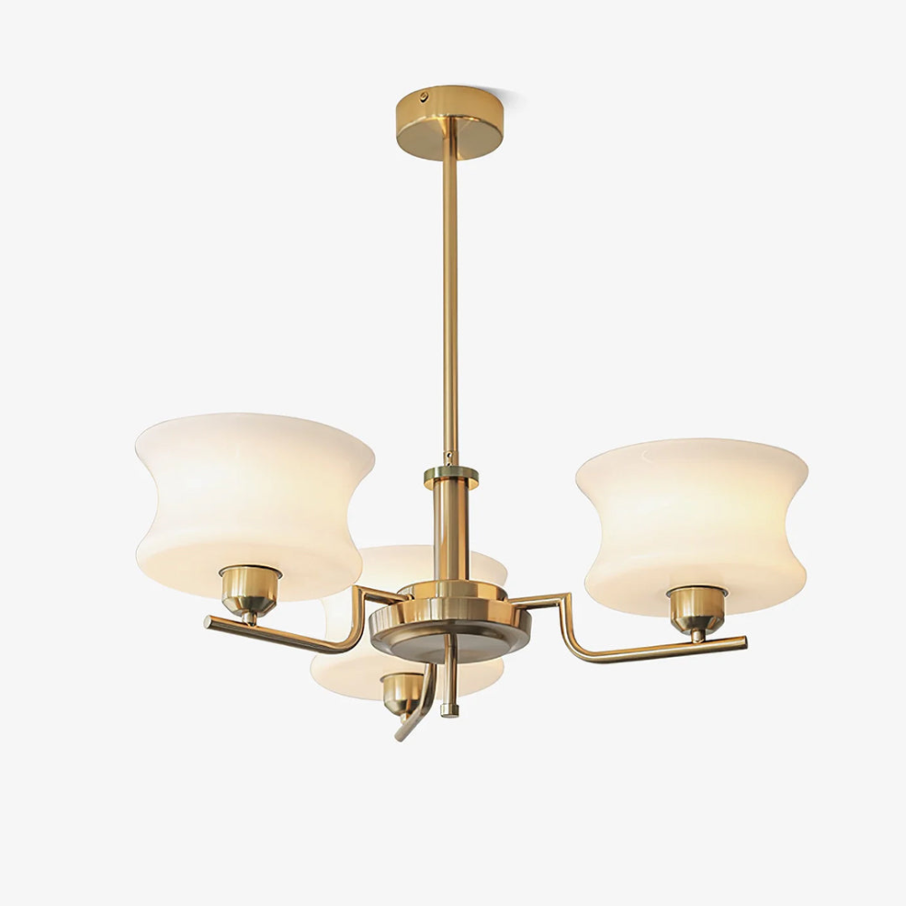 Chandelier with Glass Bell Shades - Mid Century Modern  Light