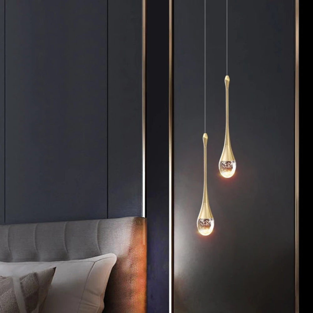 Wassertropfen-Hängeleuchte mit Blasen-Kristallglas – Moderner Stil