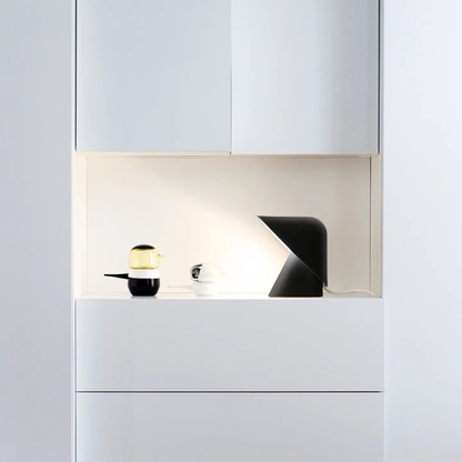 Metal Shield Table Lamp with Matte Resin Base - Nordic Desk Lighting