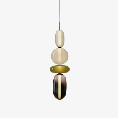 Stacked Glass Pendant Light with Geometric Tiers - Art Deco Style