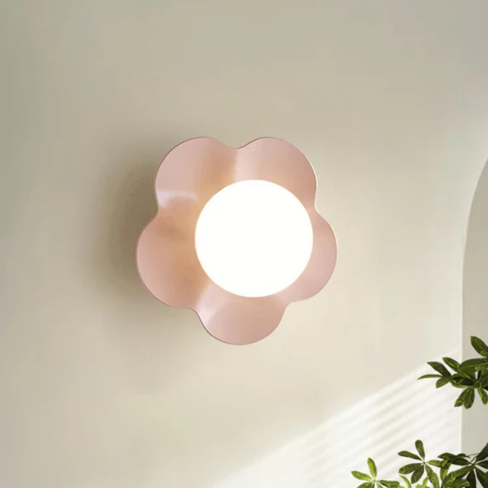 Wall Sconce with Flower Petal Metal Base - Modern Danish Pastel