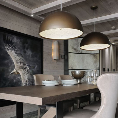 Modern Floral Relief Dome Pendant Light - Sculptural Garden Interior Pendant Lights
