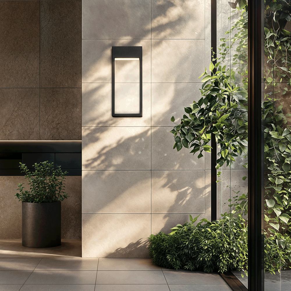 Moderne geometrische Außenwandleuchte – LED lineare rechteckige Laterne