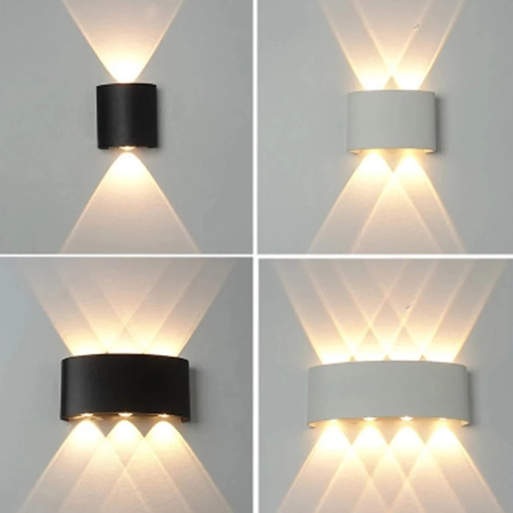 Moderner Innen- und Außenbereich Mehrstrahl-Wandlampe mit Auf- und Abwärtslicht – Licht mit gewelltem Fächer-Effekt