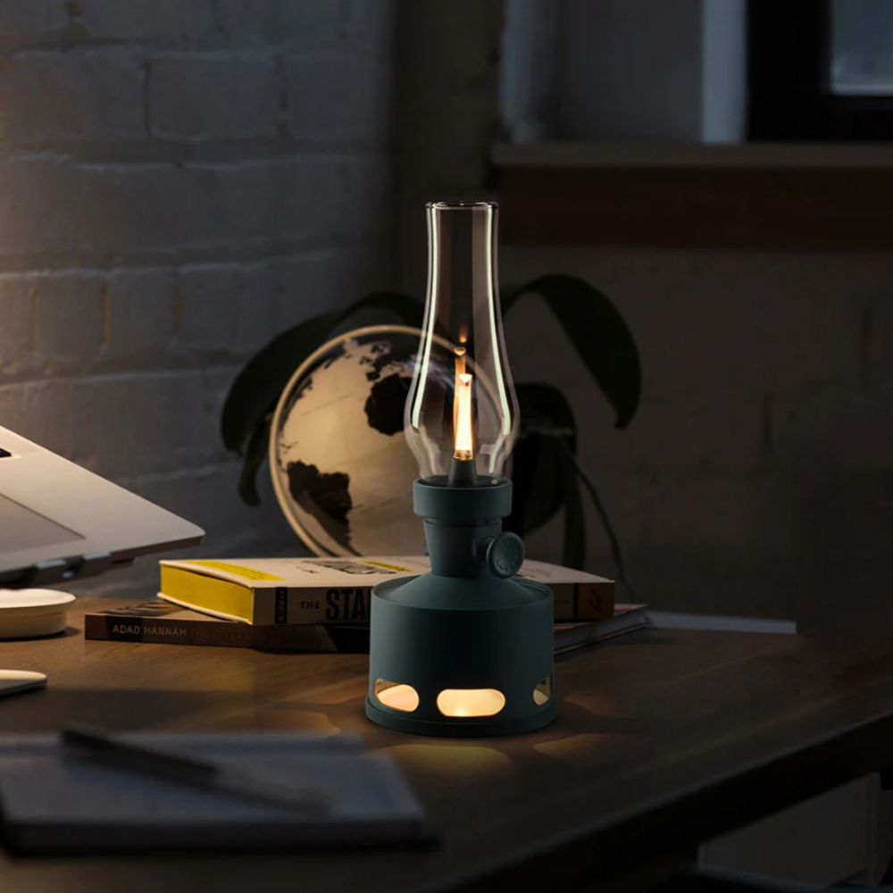 Lanterne à LED rechargeable style milieu du siècle - Lampe de table vintage à piles