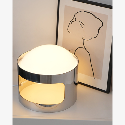 Glass Orb Table Lamp with Chrome Metal Base - Mid Century Modern