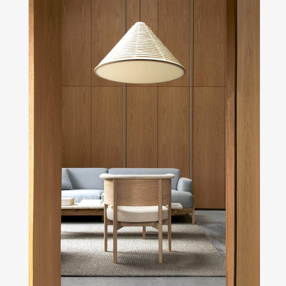 Japanese Washi Paper Pyramid Pendant Light - Japandi Style Decor