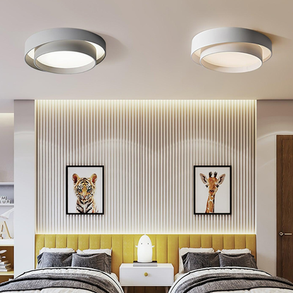 Concentric Ring Ceiling Light with Tiered Shade - Modern Flush Mount