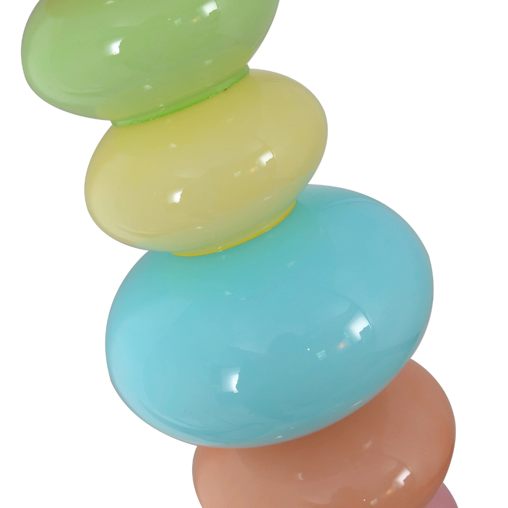 Floor Lamp with Stacked Blown Glass Totem Column and Solid Marble Base