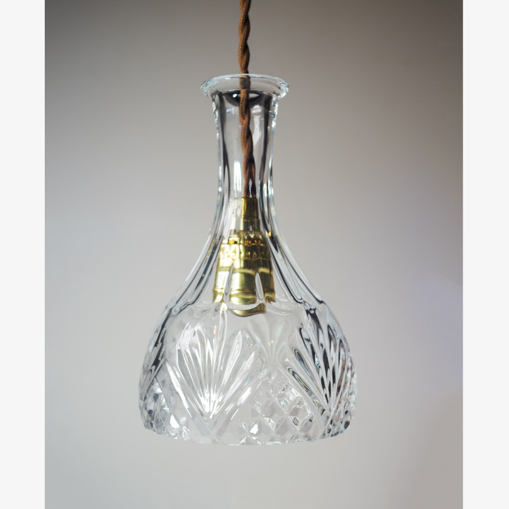 Modern Decanter Cut Glass Pendant Light - Vintage Bottle Style Hanging Lamp