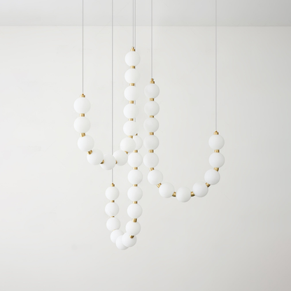 Hanging Ceiling Light with Acrylic Globes - Minimalist Sculptural Gold