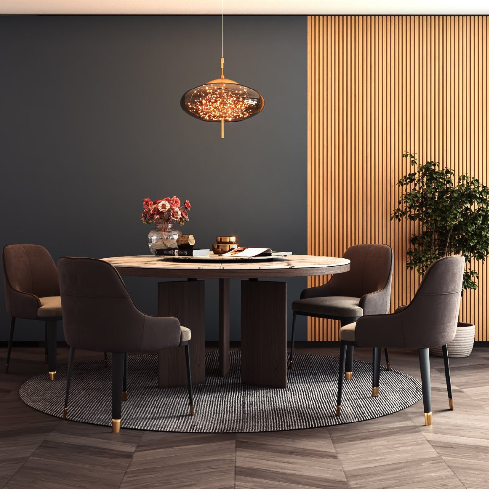 Glass Pendant Light with Smoky Shade and Starlights - Modern Style