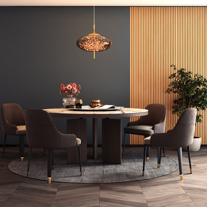 Glass Pendant Light with Smoky Shade and Starlights - Modern Style