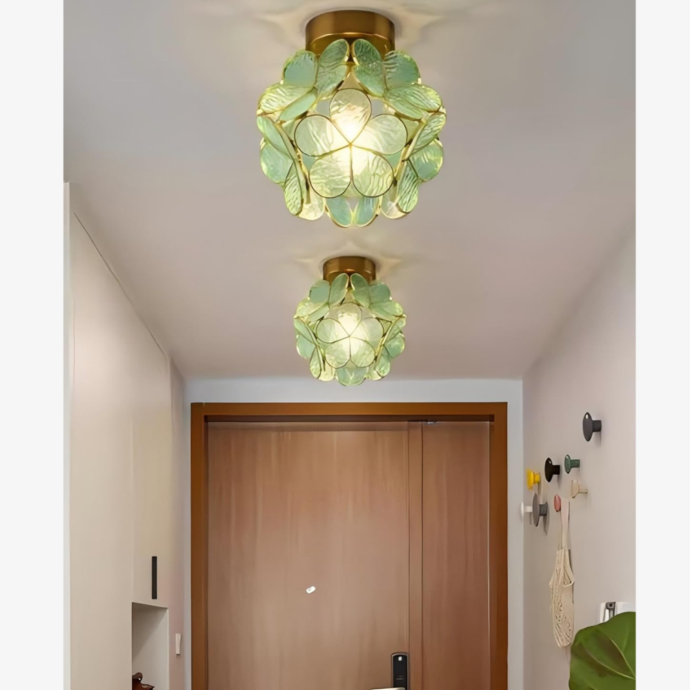 Floral Flush Mount Ceiling Light - Petal Design Acrylic Globe