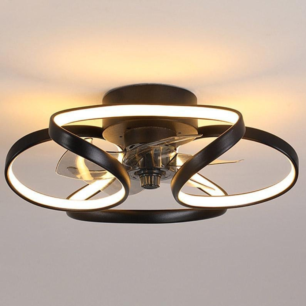 LED Ceiling Fan with Low Profile Flush Mount and Dimmable Light - Minimalist