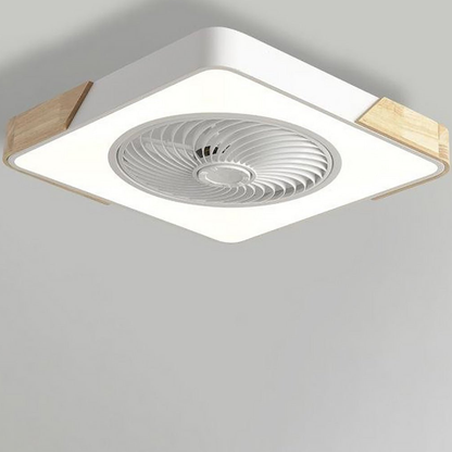 Flush Mount Ceiling Fan with Light and Wood Accents - Scandinavian Style