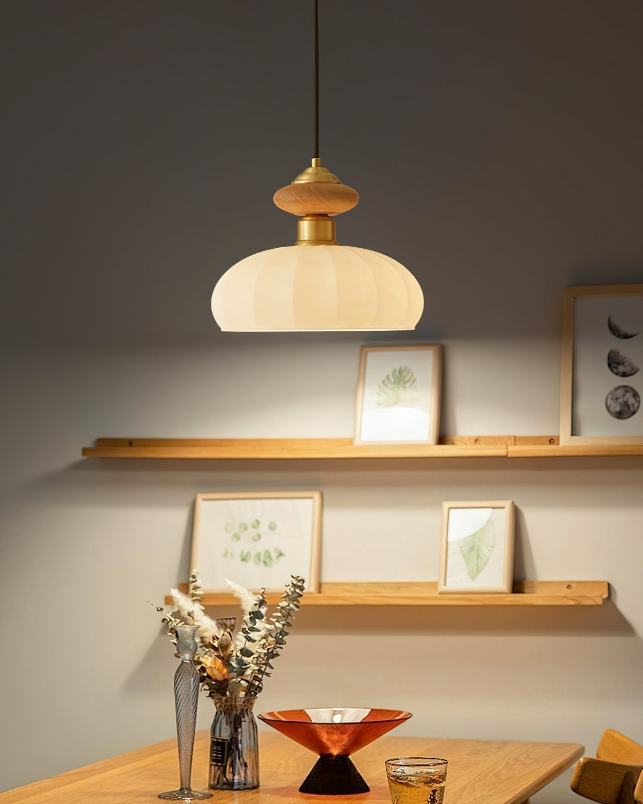 Ceres Glass & Wood Pendant