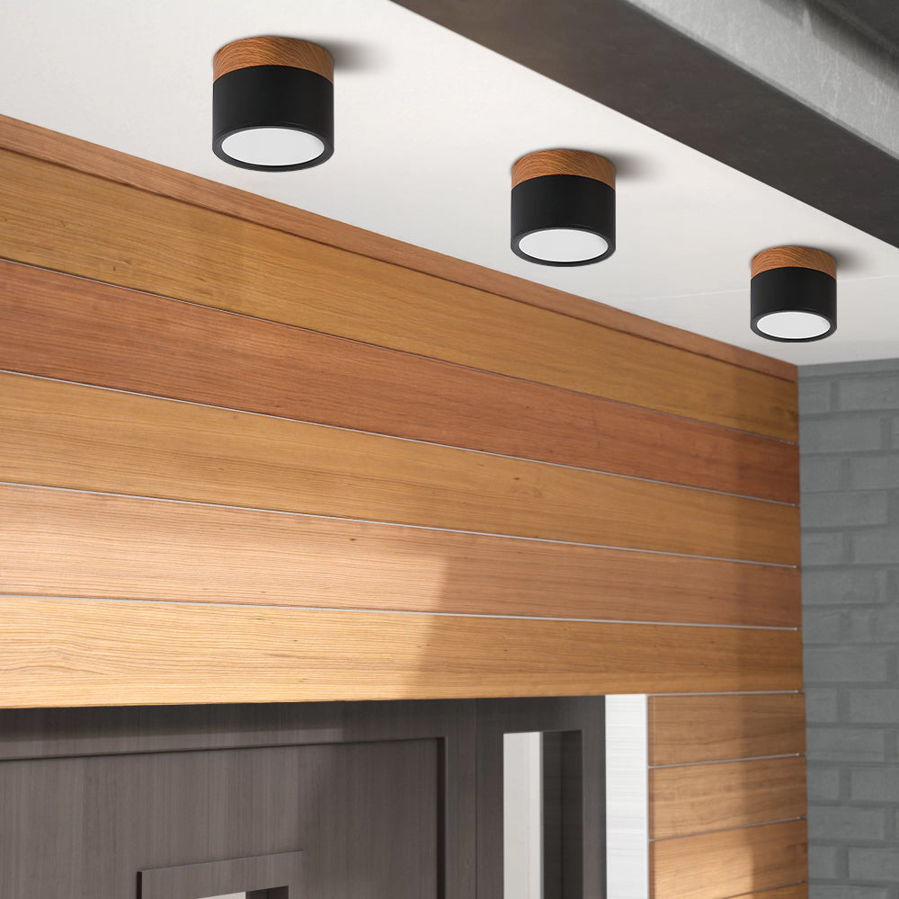Button Wood Ceiling Light