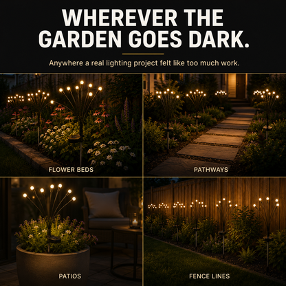 Lunavela Firefly Solar Fairy Lights - Swaying Warm Dusk-to-Dawn Waterproof Garden Stakes