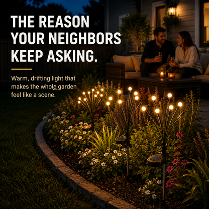 Lunavela Firefly Solar Fairy Lights - Swaying Warm Dusk-to-Dawn Waterproof Garden Stakes