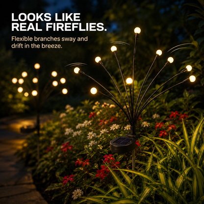 Lunavela Firefly Solar Fairy Lights - Swaying Warm Dusk-to-Dawn Waterproof Garden Stakes