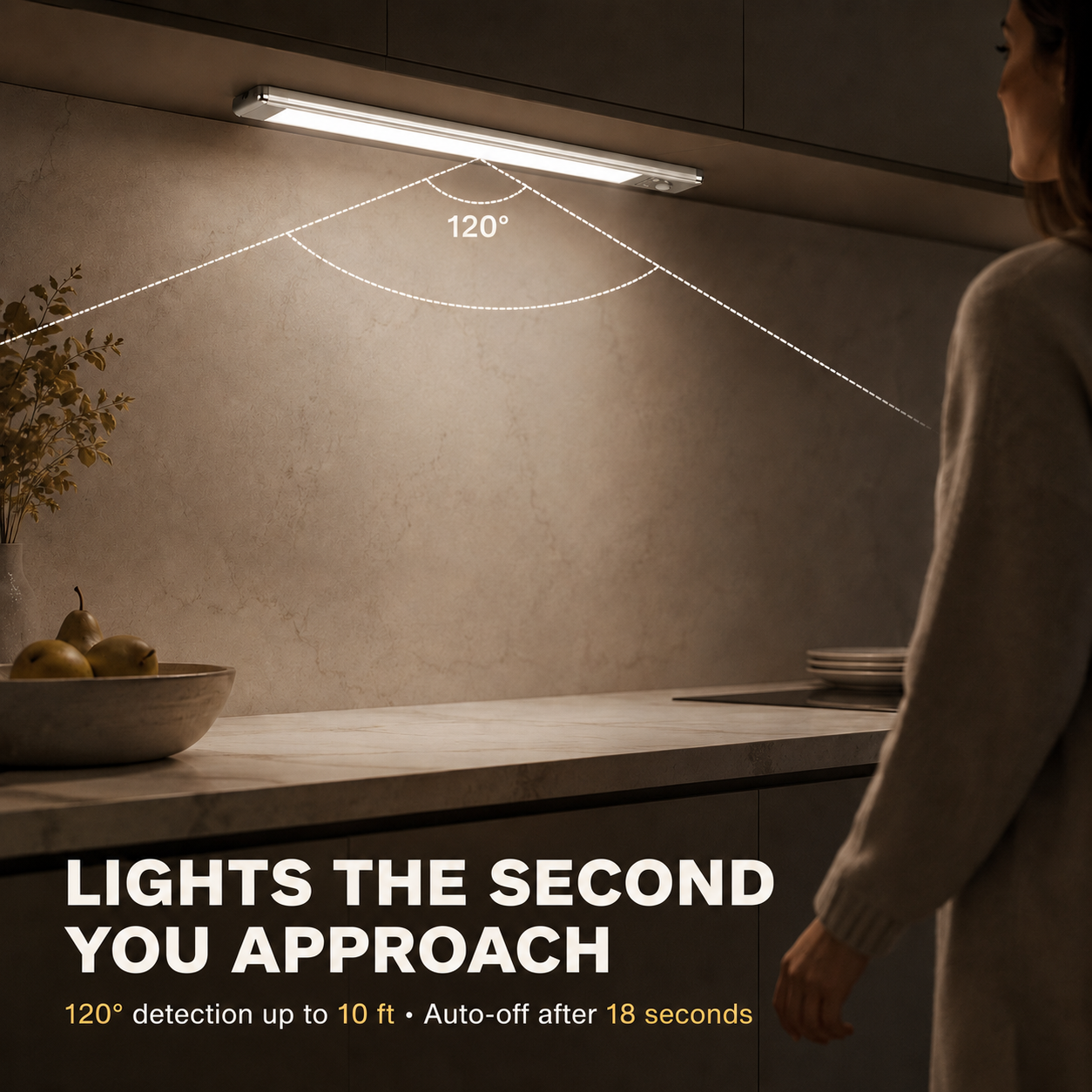 Caveo Motion-Sensor Cabinet Light – Rechargeable Dimmable Wireless Lighting