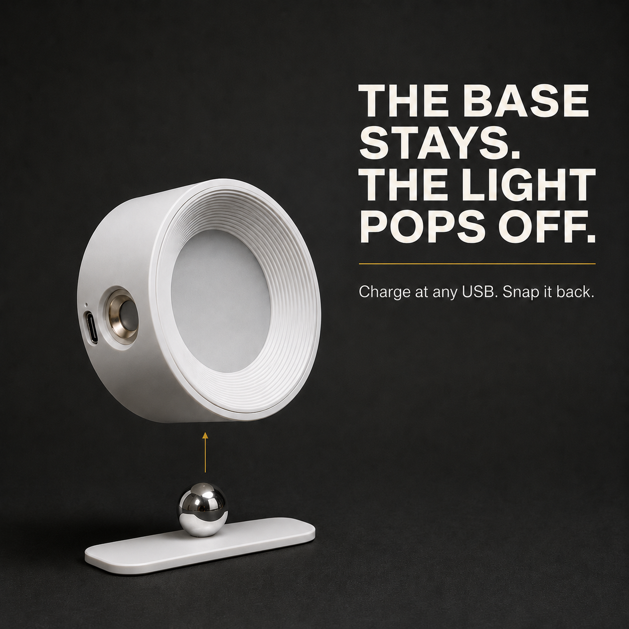 Pivot Stick-On Wall Light – 360° Magnetic Cordless Rechargeable Reading Lamp