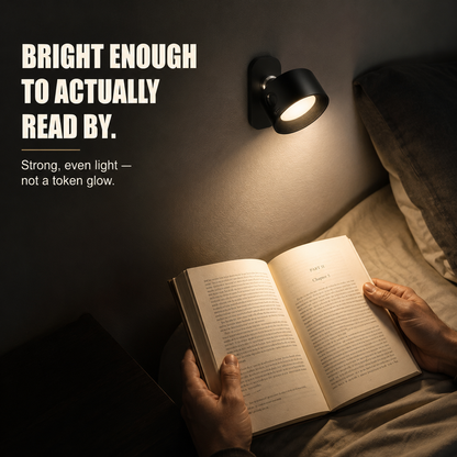 Pivot Stick-On Wall Light – 360° Magnetic Cordless Rechargeable Reading Lamp