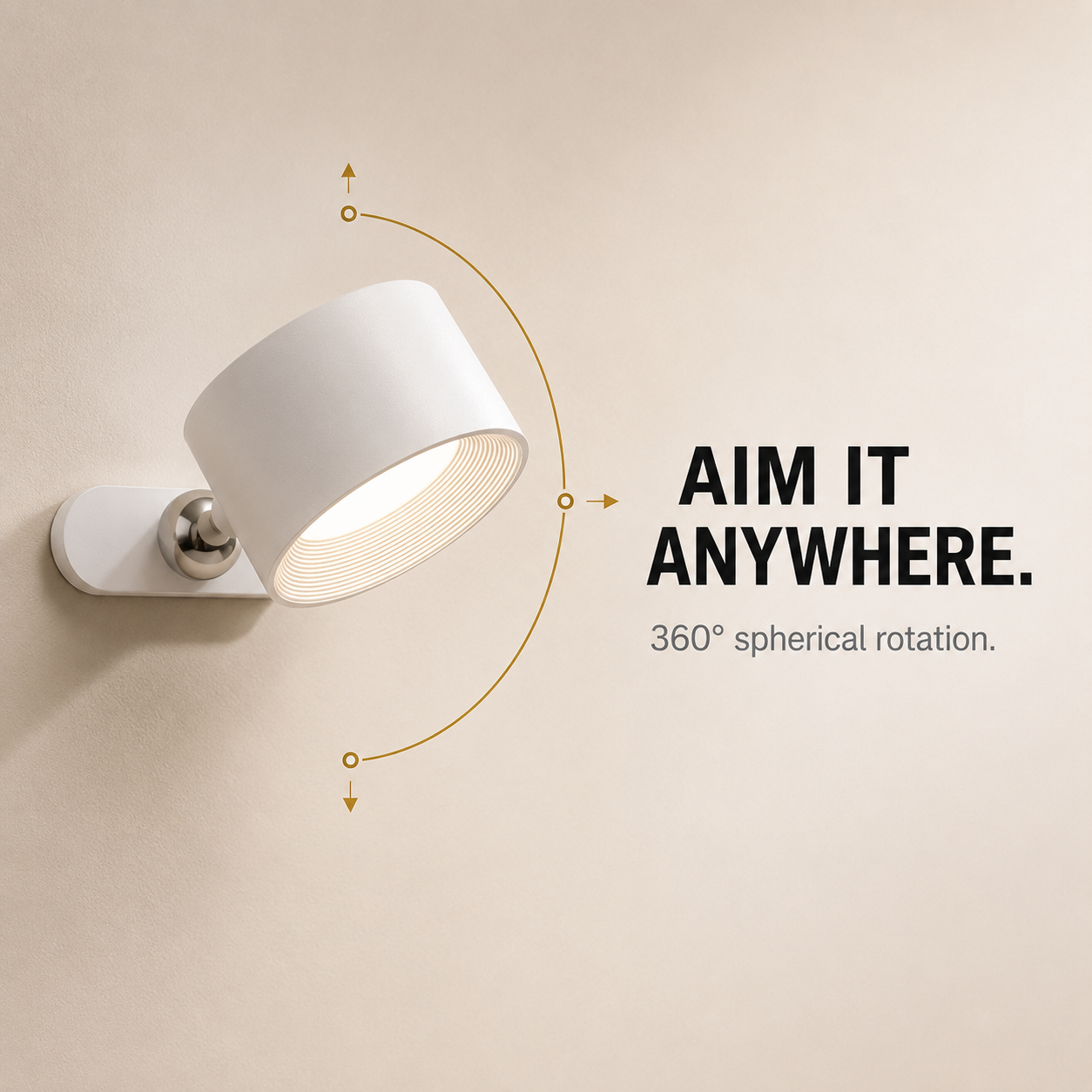Pivot Stick-On Wall Light – 360° Magnetic Cordless Rechargeable Reading Lamp