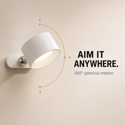 Pivot Stick-On Wall Light – 360° Magnetic Cordless Rechargeable Reading Lamp