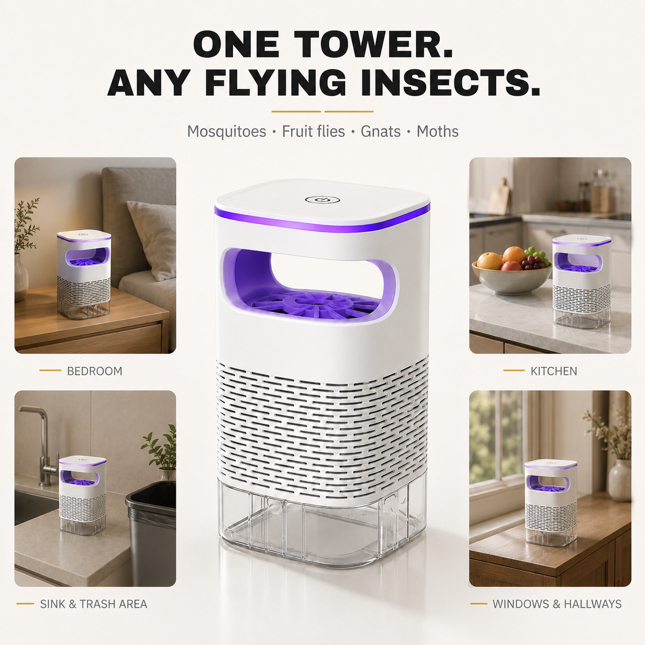 Vexora Indoor Flying Insect Trap – UV Light & Suction Fan