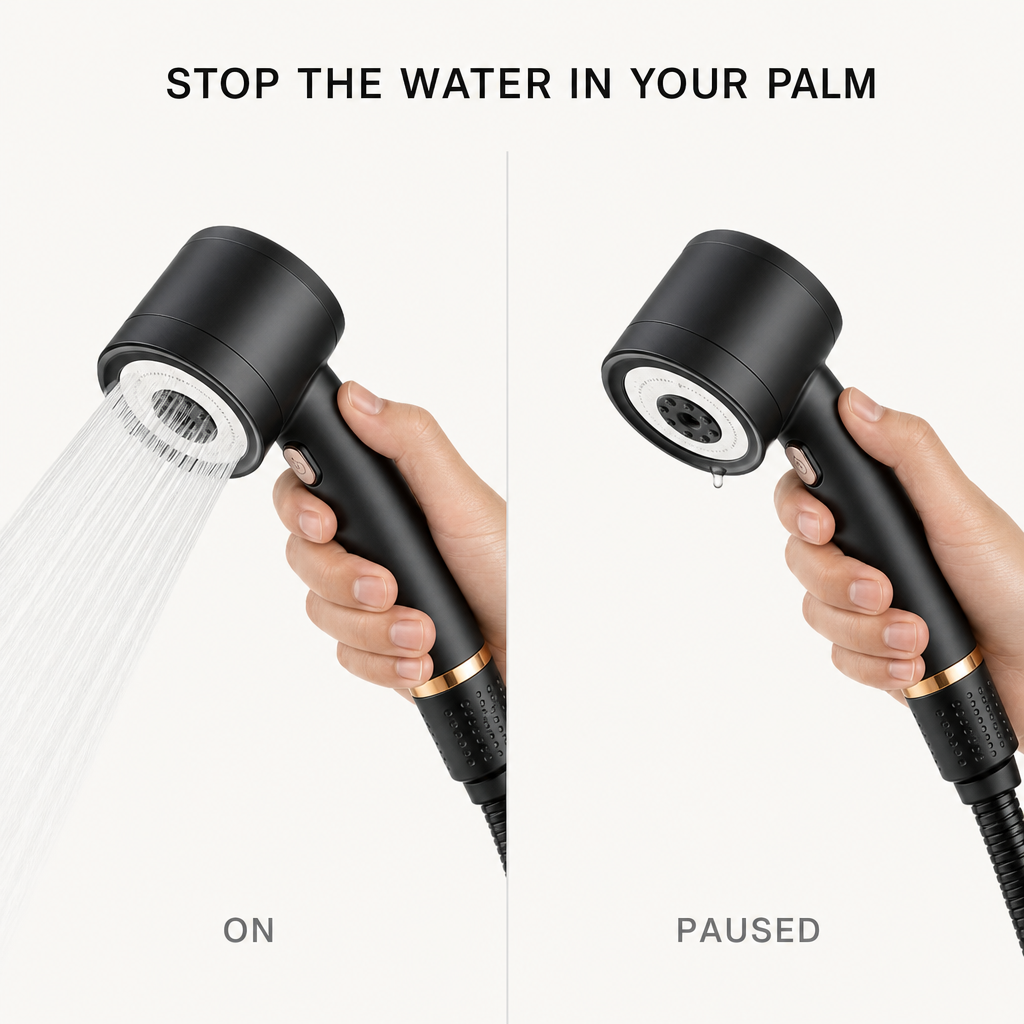 One-touch ON and paused, water stopped at the head