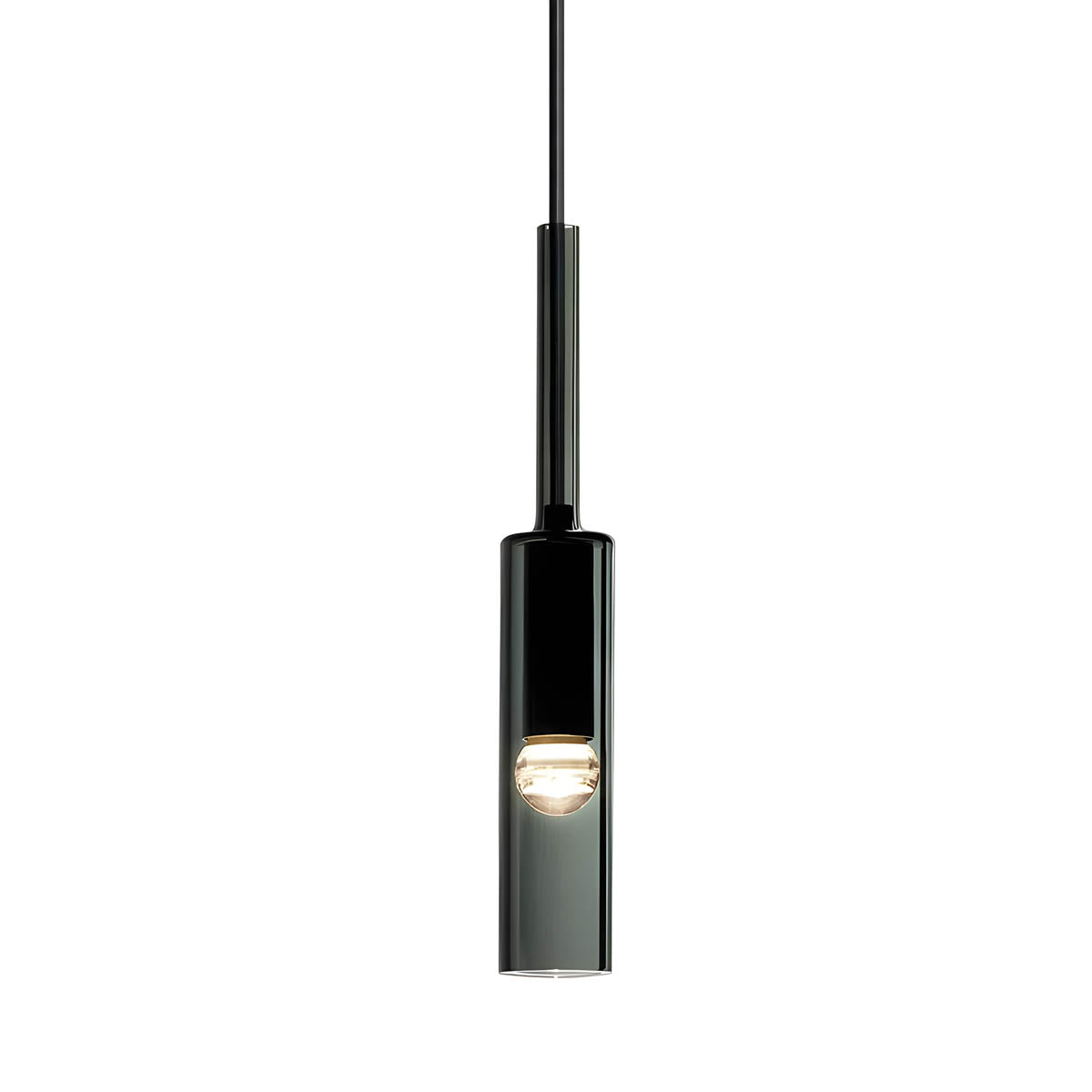 Slender Architectural Hanging Lamp with Iron Base - Minimalist Design